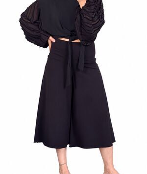 Motionwear Black Wide Leg Culottes Cropped Dance Pants Women’s L Made in USA